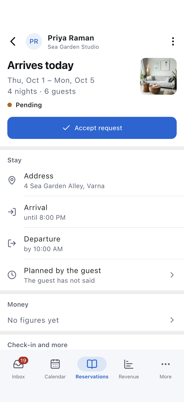 A pending request