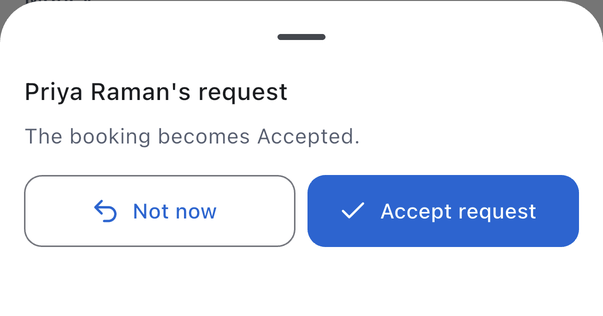 A confirmation names what happens; two buttons name their results
