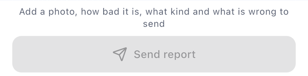 The form's one button at the foot of the screen, and the line that says what is still missing